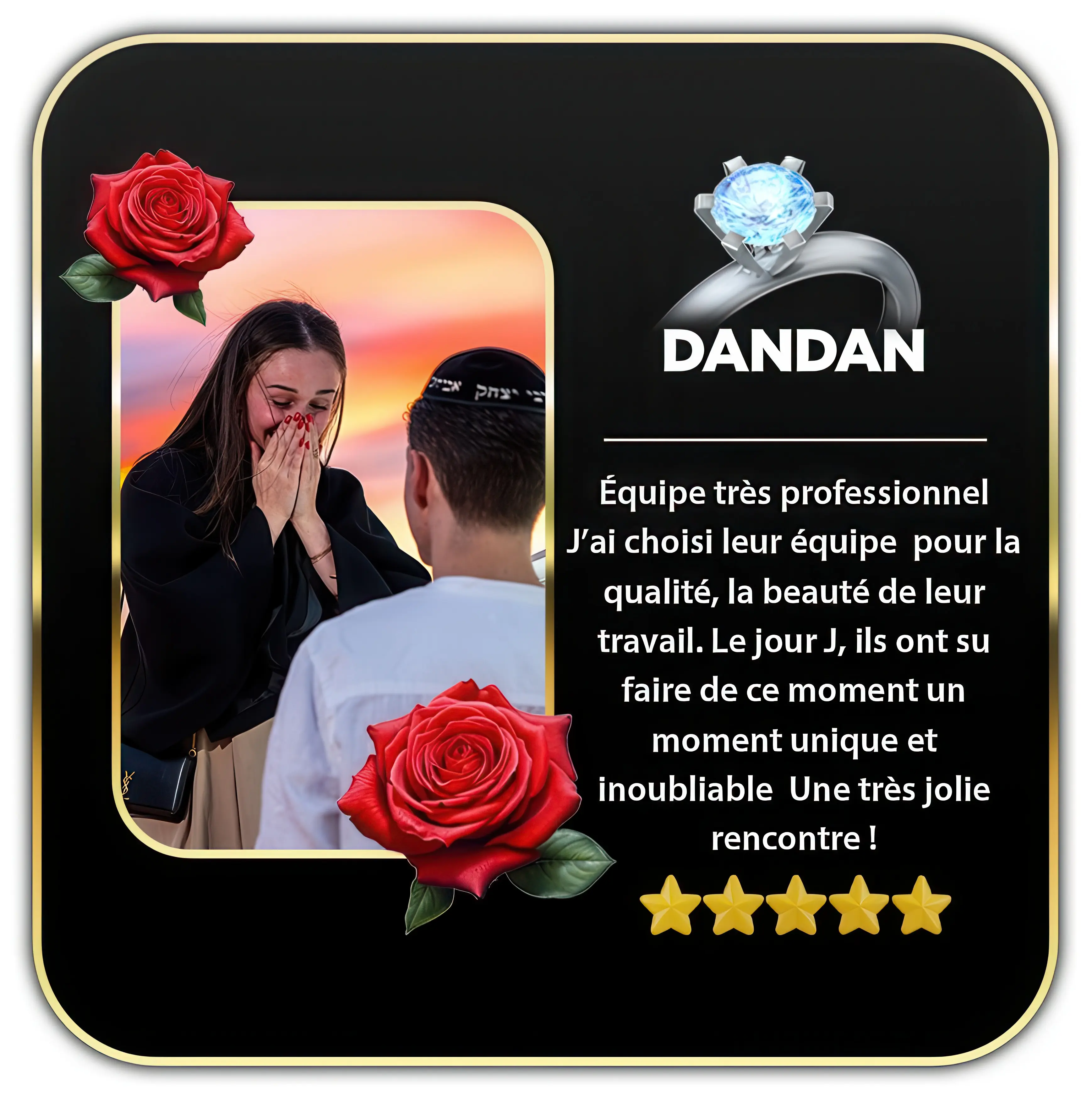 Message de remerciement d'un client après sa demande en mariage